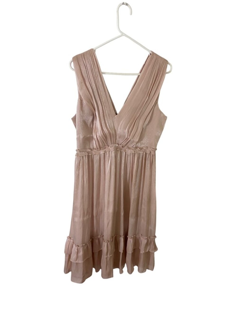 NWT BCBGMaxazria Women's Everett Pink Tierred Midi Dress - 12